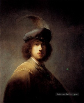 Rembrandt van Rijn œuvres - Autoportrait dans un chapeau à plumes Rembrandt